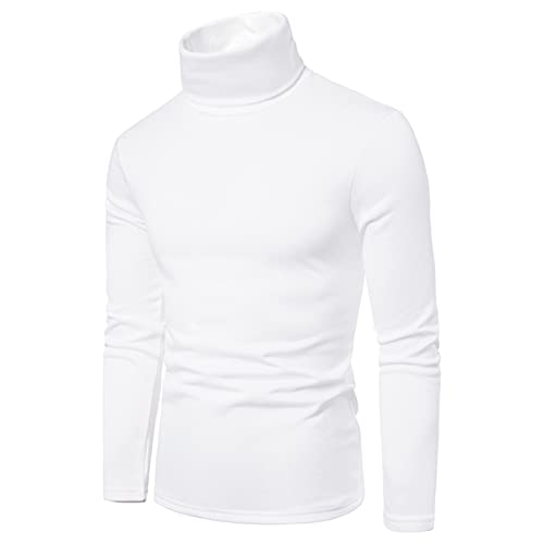 JEsilunmaMY Men's Turtleneck Sweatshirt Long Sleeve Fleece Casual Pullover Tops Solid Color Slimming Knitted Basic T-Shirt2