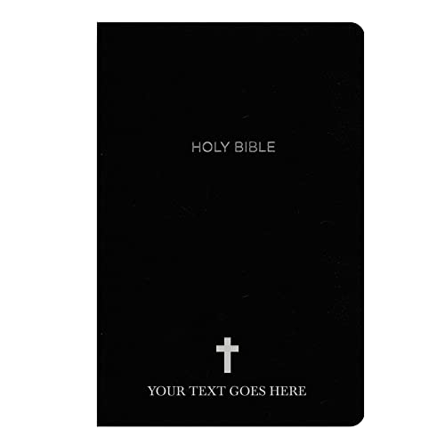 MerchSalad Personalized NKJV Bible New King James Version Faux Leather Holy with Custom Name Includes Up to 3 Rows of Text Gift for Christian & Religious Celebrations (Black)