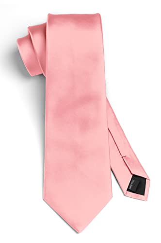 Image of HISDERN Mens Solid Color Ties Formal Satin Necktie and Pocket Square Set Classic Wedding Business Tie & Handkerchief