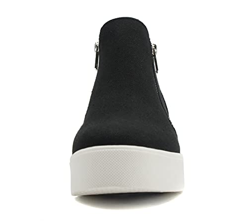 Image of Soda Taylor Hidden Wedge Sole Booties Ankle Heels Sneaker Shoes Side Zipper