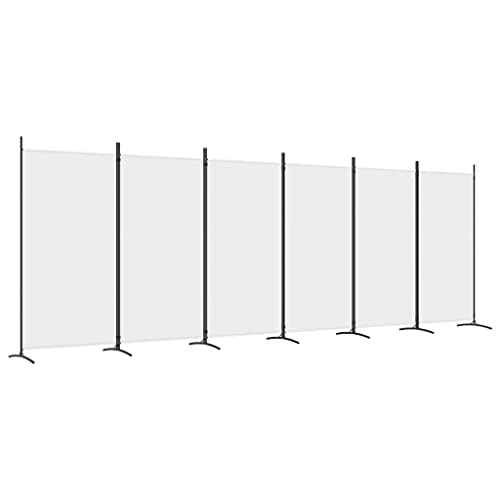 vidaXL Biombo Divisor de 6 Paneles Separador Decoración Habitación Dormitorio Oficina Pantalla Privacidad Pared Plegable de Tela Blanco