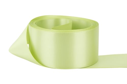 Image of Ribbon Bazaar Double Faced Satin - Premium Gloss Finish - 100% Polyester Ribbon for Gift Wrapping, Crafts, Scrapbooking, Hair Bow, Decorating & More - 2-1 /4 inch Lime Juice 25yd Spool