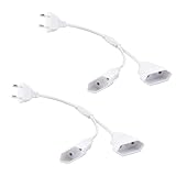 GZGXKJ 2 Stück Eurostecker VerläNgerung 2 in 1 VerläNgerungskabel Flachstecker 0,3m Verlängerungskabel Dünn Flaches Stromkabel Weiß Flachstecker Verlängerung Netzkabel Typ C für Haushaltsgeräte