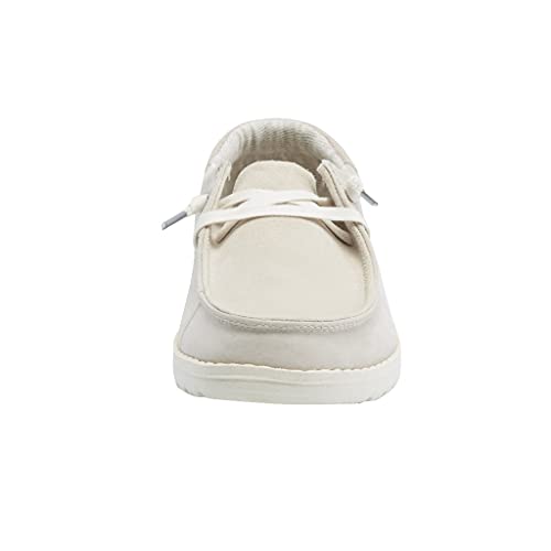 Image of HEYDUDE Women's Wendy Suede Off White Size 11 | Women's Shoes | Women's Lace Up Loafers | Comfortable & Light-Weight