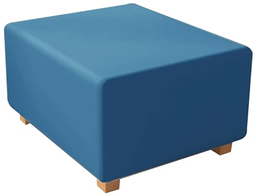 QOEUIUJ Funda de Otomana Cuadrada de Terciopelo 60x60 a 99x99 cm, Funda Elástica Universal para Reposapiés y Puff, Protector Antimanchas Lavable(Azul,66x66cm)