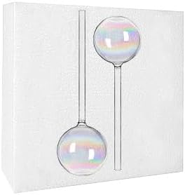 Miniatura 5 de Koorabbee 2 globos de riego de plantas de vidrio iridiscente  Inserto de maceta de riego automático de 9 pulgadas, dispositivos de riego de plantas,