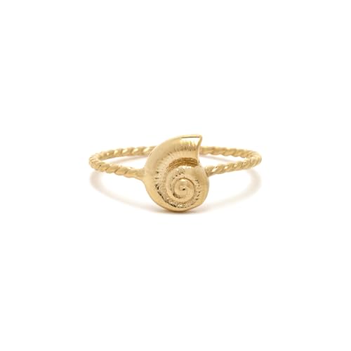Pura Vida Seashell Gold Ring - Premium Materials - Polished Band Size 7