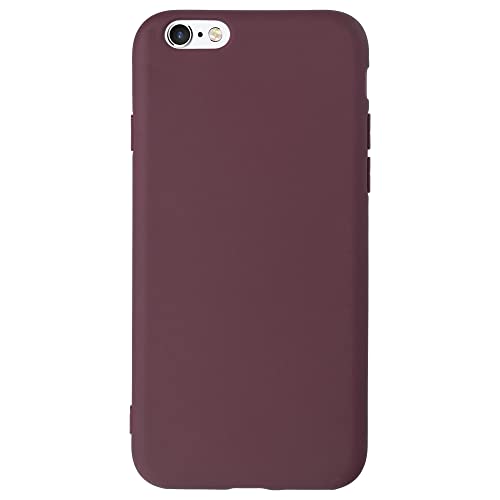 for iPhone 6 / 6S Ultra Thin Slim Fit Matte Soft Plastic Phone Case, Non Silicone, Minimalist Classic DustProof Cute Solid Color Shockproof Cover, 4.7' Screen, Wine Burgundy Dark Red - Maroon Red