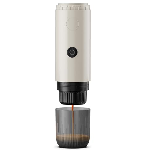 Qomcsrl Cafetera Eléctrica Portátil Inalámbrica para Cápsulas de Espresso y Café en Polvo. Ideal para Viajes en Coche y Camping.