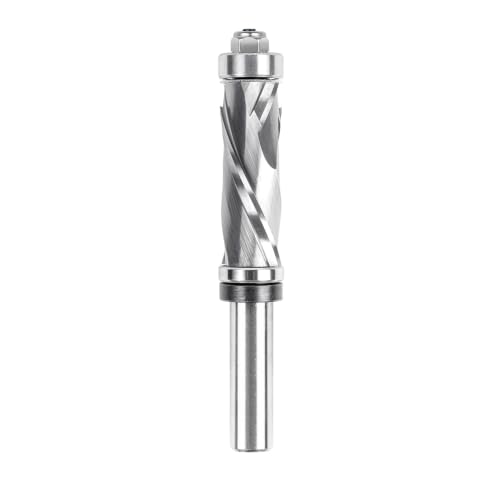 SpeTool Compression Flush Trim Router Bit 1/2 Shank 3/4 Cutting Diameter, Top &amp; Bottom Bearing Extra Long Carbide Pattrern Flush Cut Router Bit for Woodworking Trimming