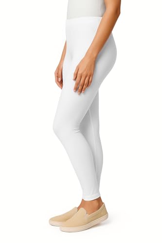 Image of Women's Cotton Lycra Ankle Length Leggings | Regular Rise, Soft 4 Way Stretch Fabric | Casual & Ethnic Wear