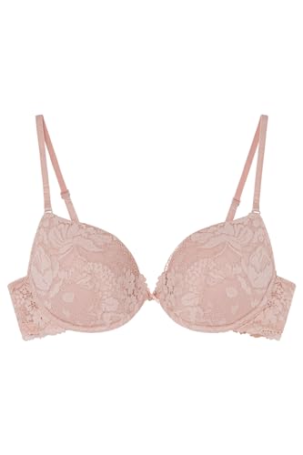 women'secret Beautiful Sujetador clásico Relleno Encaje Bra, Rosa Palo, 100B para Mujer