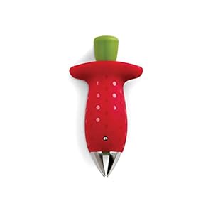 Chef’n StemGem Aardbeienontkroner, Voor het Verwijderen Van Kern en Blad, Ideaal Voor Bakken en Jam Maken, Roestvrij Staal, 12,7 x 5,08 x 2,54 Centimeter, Rood/Groen, 102-138-005