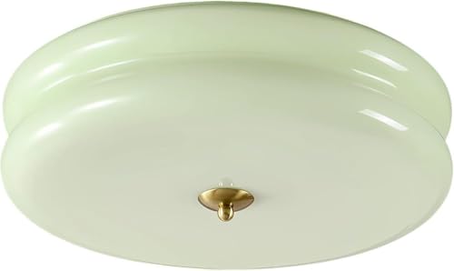 Plafonnier vert menthe LED 36W OOWOKS, luminaire rond rétro de 32cm pour salon et cuisine