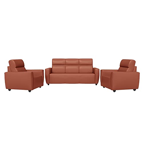 Image of Wakefit Sofa Set | 3 Year Warranty | Sofa 5 Seater, 5 Seater Sofa for Living Room, Wooden Sofa Set, Sofa Set 3+1+1 Seater - Belize(Romance : Tan)