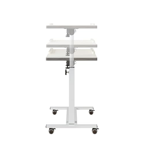 Tigerdad QQ-8B(WHITE) Over Bed Table With Wheels Adjustable | Rolling Laptop Table Overbed Desk Hospital Tray Table Sofa Chair Side Table thumb #4