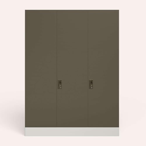 Image of Interio by Godrej Almirah Slimline XL 3 Door Steel Almirah, Cupboard for Clothes (Textured Tree Bark and Alpine White), 1 Year Warranty, Locker, 8 Shelves