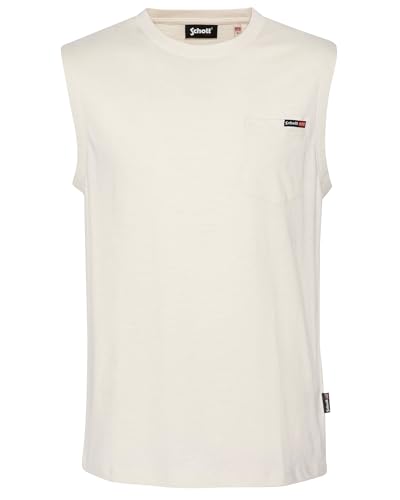 Schott NYC Tskea3 Camiseta, Off White, M para Hombre