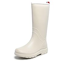 GUYISAKJ rain boots women waterproof deck boots tall work boot comfortable Fishing boot lightweight chelsea bootie for Gardening Boating Camping Sailing white