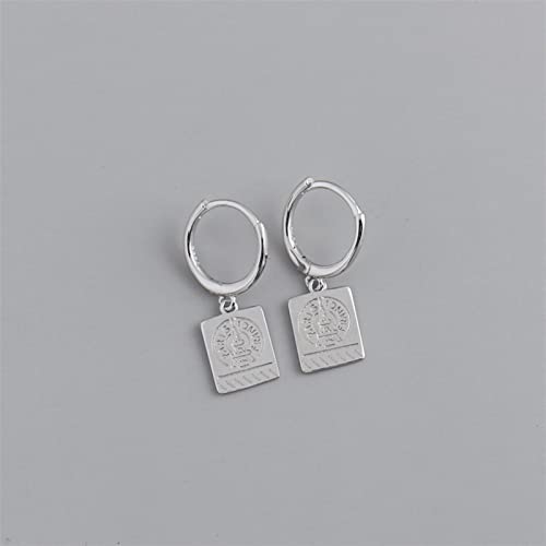 Boucles d'oreilles Personnalisées Punk Vintage 925 Sterling Sterling Silver Mode Carré Square Tower Boucles Boucles D'oreilles Femme Parti Bijoux Cadeau Bijoux Fantaisie Cover