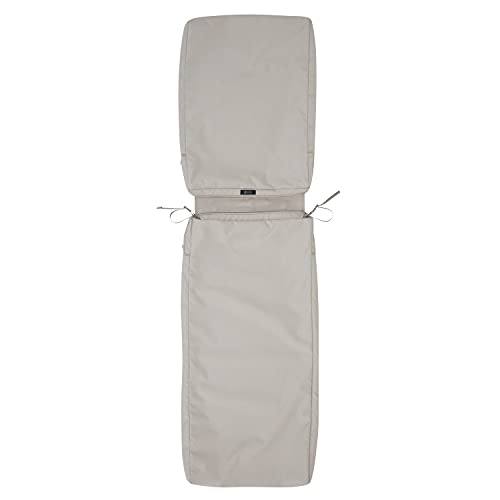 Classic Accessories Ravenna Water-Resistant Patio Chaise Cushion Cover, 80 x 26 x 3 Inch, Mushroom, Patio Furniture Cushion Covers