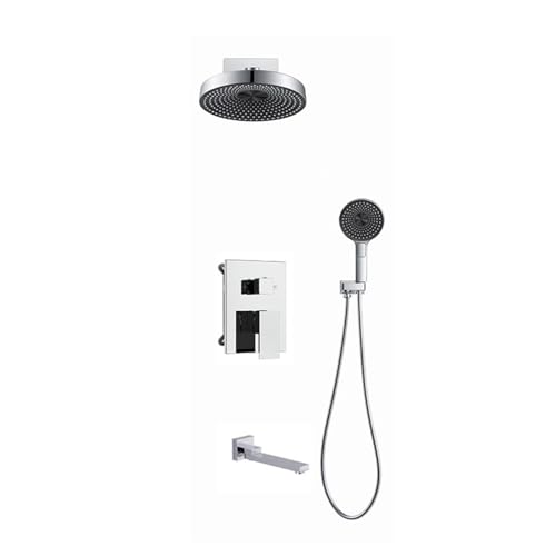 Mitigeur de douche encastré argent avec douchette 3 modes