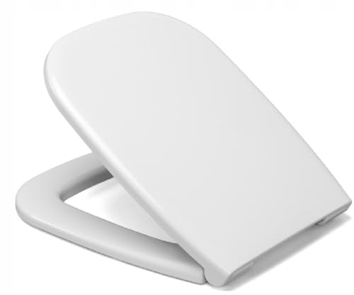 Ramm Siège de toilette compatible avec Duravit D-Code - Abattant de WC en Duroplast antibactérien - Abattant avec système d'abaissement automatique Soft...