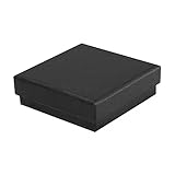 12 Eco-friendly Square Jewellery Gift Boxes, 55 x 55 x 18mm, Black | Suitable for Studs, Earrings, Charms & Rings | 2-Piece Design, Recyclable, Certified Paper | FSC Mix 70%, INT-COC-807273-EV - Image 1