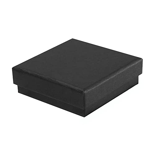 12 Eco-friendly Square Jewellery Gift Boxes, 55 x 55 x 18mm, Black | Suitable for Studs, Earrings, Charms & Rings | 2-Piece Design, Recyclable, Certified Paper | FSC Mix 70%, INT-COC-807273-EV