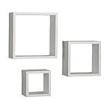 Melannco Floating Wall Mount Square Cube Shelves, set of 3, White - 5140525
