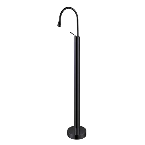 Image of BASSINO Luxury Free Standing Golden Basin Faucet Floor Mounted Pedestal Tap for Bathroom Bathtub & Wash Basin 4x8x46 Inches Tall Single Lever Mixer Tap with Premium Brass Body Designer Faucet Black