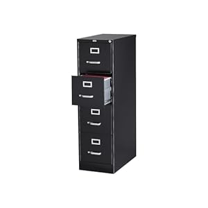 Staples 204082 4-Drawer Vertical File Cabinet Locking Letter Black 25-Inch D (25164D)