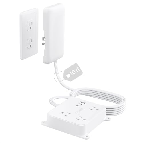 TROND Flat Power Strip con Cubierta y 3 Tomacorrientes Espaciados miniatura 1