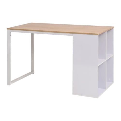 vidaXL Escritorio 120x60x75 cm Color Roble y Blanco Mesa Estudio Pupitre Buró