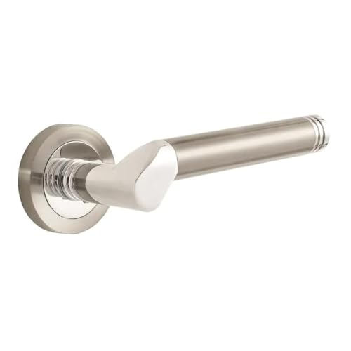 Image of Designer Levers - Marcella Lever on Rose Door Handle - Contemporary Design- Polished Chrome - 1 Pair - Fixings Included - Interior Use