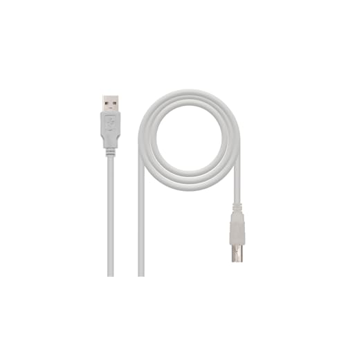 PRENDELUZ Cable USB 2.0 para Impresora conectores tipo A macho a B macho 1.8 metros beige compatible con escáneres, impresoras