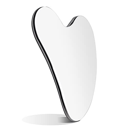 Gua Sha Stainless Steel with Travel Pouch, Gua Sha Facial Tools, Gua Sha Shaping Tool, Metal Gua Sha, Steel Gua Sha Massage Tool, Jawline Sculptor, Scraping Tool for Face, Body