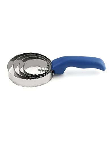 QWORK® Doppelseitiger Striegel, Pferdebürste, 4 Ringen, mit Soft Touch Griff