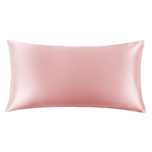 Image of THXSILK Set of 2 100% Mulberry Silk Pillowcase for Hair and Skin Health, 22 Momme Soft and Smooth Pillowcases with Hidden Zipper, Both Sides Premium Grade 6A+ Silk, California King 20 inchx40 inch, Pink