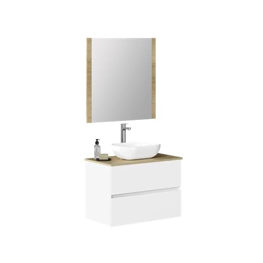 Baikal Conjunto de Mueble de baño Duo, Incluye Lavabo. Mueble Suspendido en Pared con Lavabo cerámico. Varios Acabados y Medidas. Mueble MONTADO.