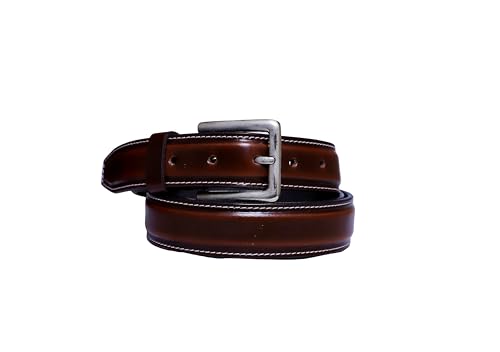 Genuine Leather Belt for Men | Premium Brown Cowhide with Matte Black Buckle