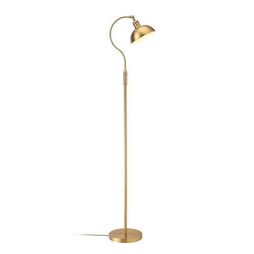 OBright Heritage - Bankers Floor Lamp 3-Level Touch Dimming Adjustable Tilt Shade Removable Lampshade Design E26 Socket with 6W Dimmable LED Bulb Gold Metal Shade Antique Brass
