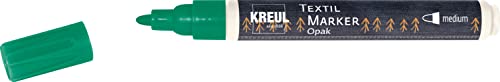 KREUL 92767 - Pennarello tessile medio opaco, verde, con punta a proiettile, larghezza del tratto da 2 a 4 mm circa, pennarello opaco per tessuti per disegnare tessuti chiari e scuri