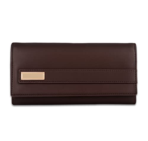 Image of ALSU Women's Hand Wallet Purse Clutch | Phone Pocket | Coin Compartment | Credit Card Slots| Zipper Pocket| Office use| Casual use| Faux Leather (Brown)