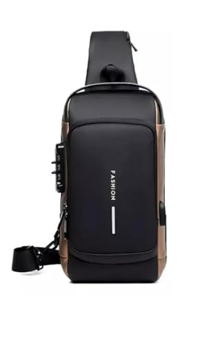 Bolsa Mochila Masculina Anti Furto Transversal De Ombro Tiracolo Sholderbag Pochete (Cinza/Marrom)