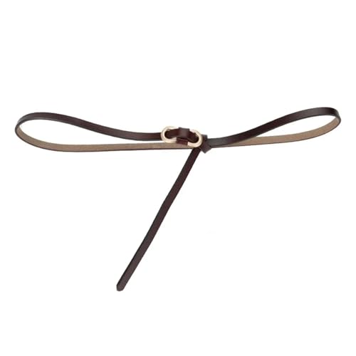 Decorative Belt Women Leather Thin Waistband With No Hole Design Decorative Belt With Waist Seal Two-layer for Country Concert Outfit(10001- Coffee color)