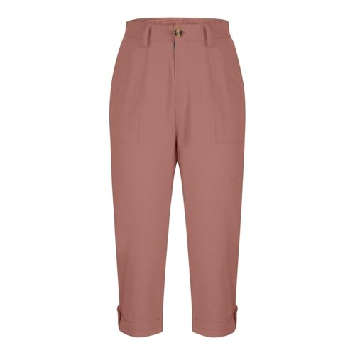 2026 Bequeme Hose Damen Lässige Cargohose mit geradem Bein Knopfleiste vorne für sommerlichen Komfort Alltagstauglichkeit Damen Freizeit Hosen (L)-5