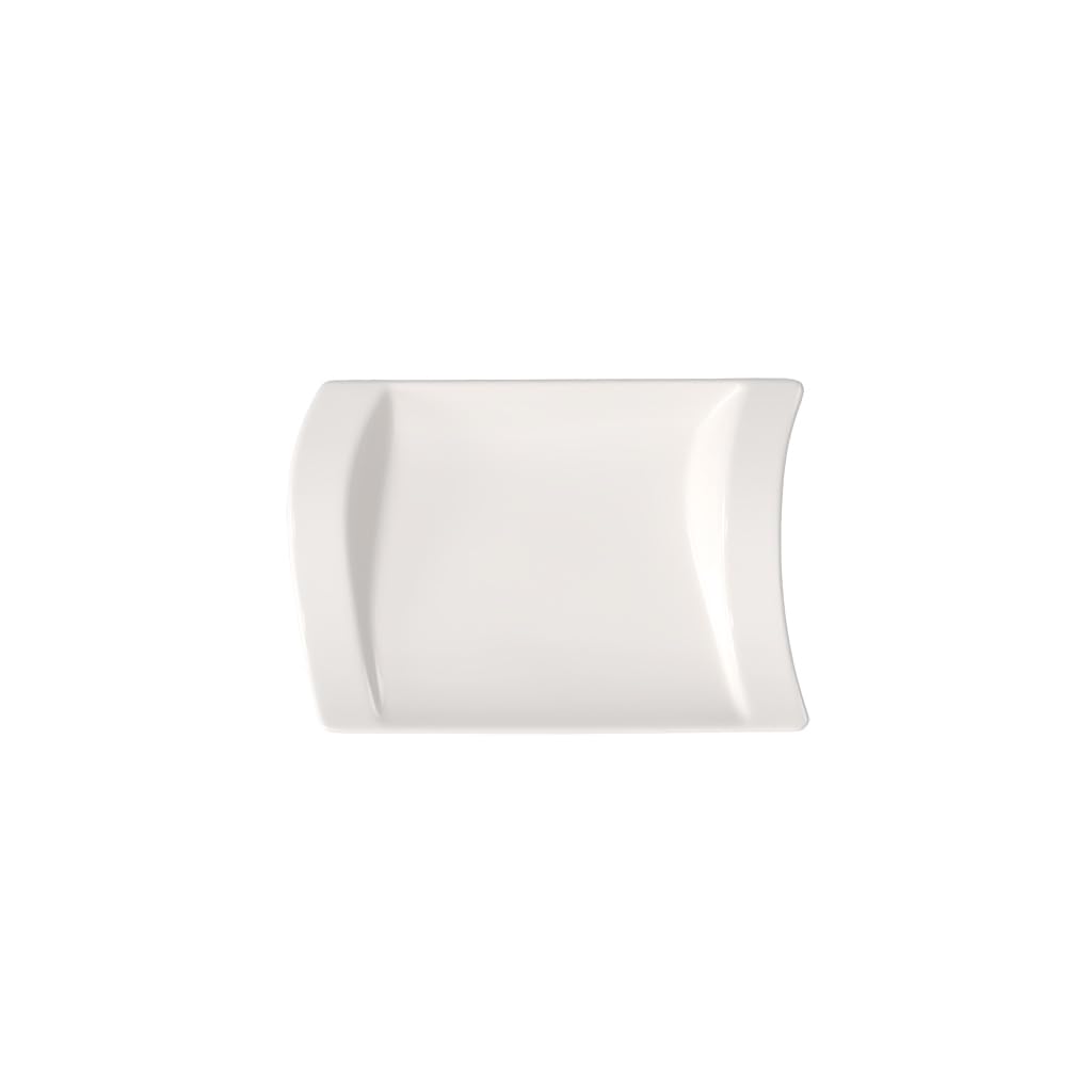 Villeroy & Boch - NewWave Side Dish, Porcelain Plate for Starters and Desserts, Rectangular, Dishwasher and Microwave Safe, White, 21 x 15 cm