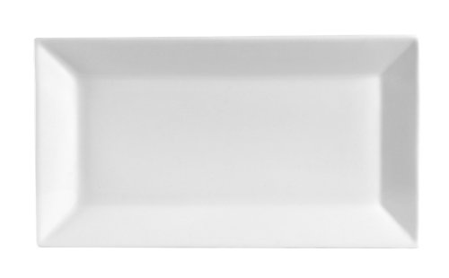 CAC China KSE-13 Kingsquare 11-1/2-Inch by 6-1/4-Inch Porcelain Rectangular Platter, Super White, Box of 12