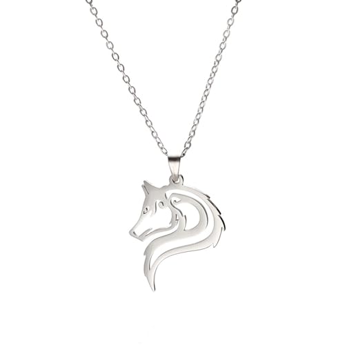 OAUWKEIY Collar Colgante Collar único con diseño hueco de lobo de la serie Animal
